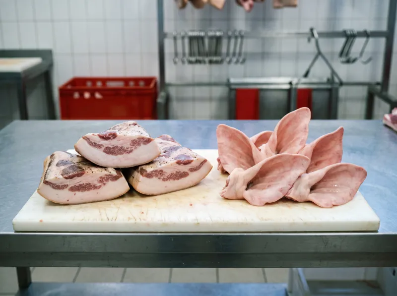 Blocchi di carne suina congelata pronti per la spedizione